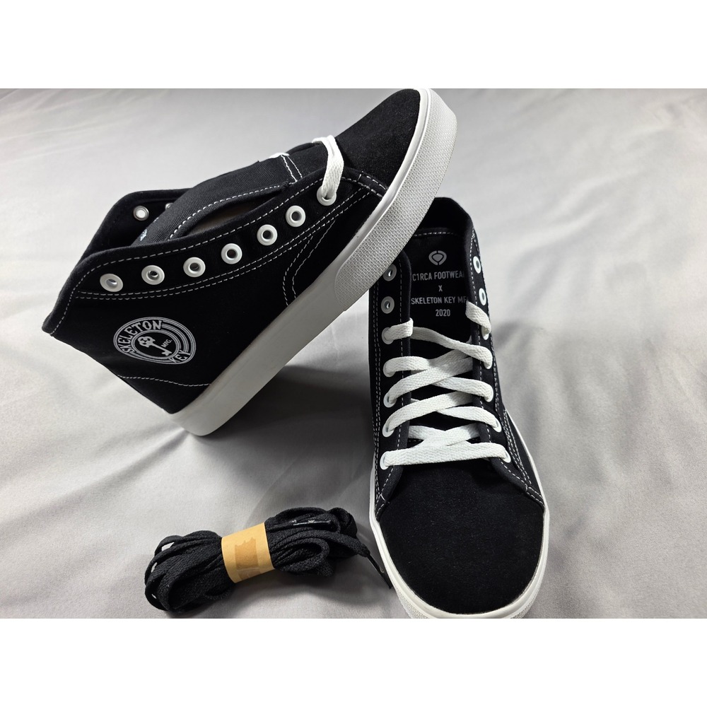 C1RCA Gravel Skeleton Key High Top Sneakers Mens 6 Black White Skate Shoes NEW